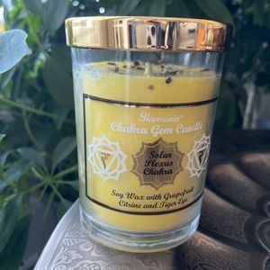 SOY WAX Grapefruit Citrine and Tiger Eye Chakra Gem Candle